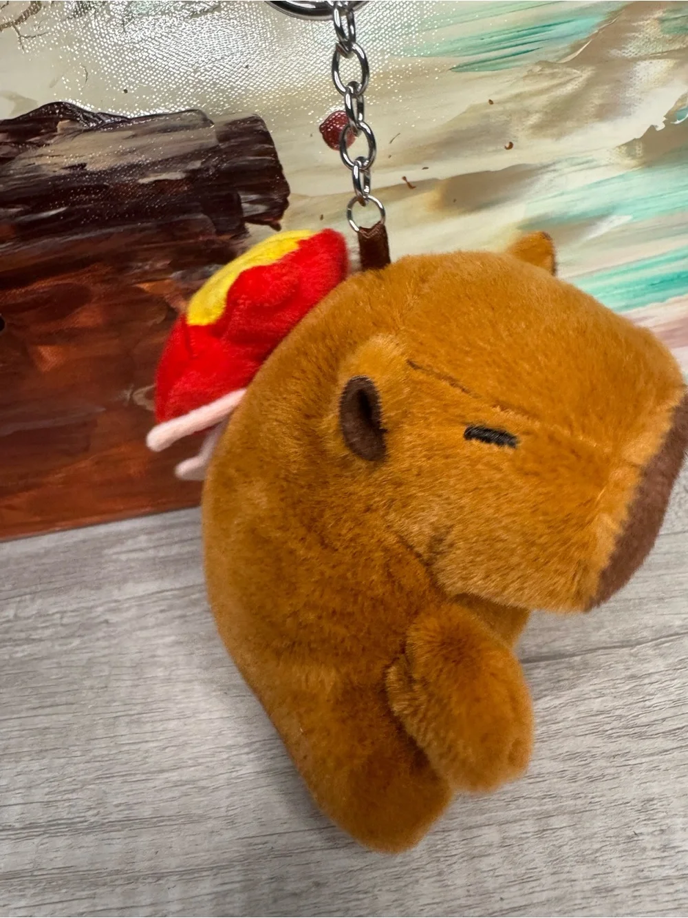 Cute Capybara Plush Keychain w/ French Fries Backpack Charm